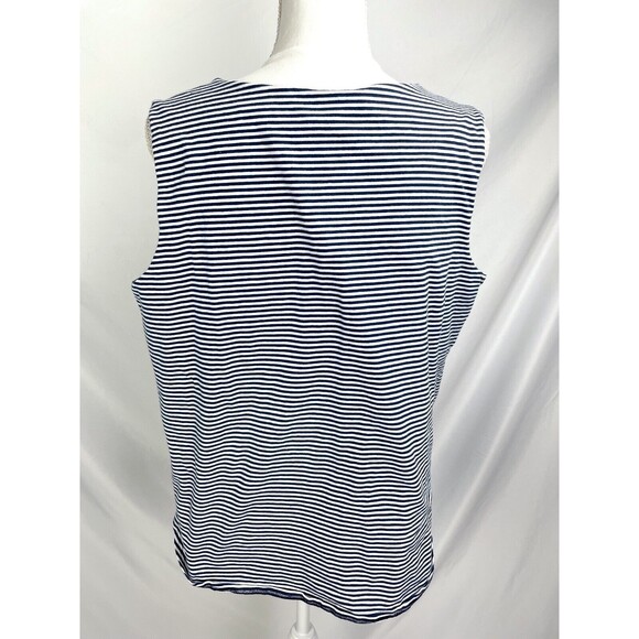 Chicos Zenergy Women 3 (16/18) Layered Blue White Striped Top Sleeveless Shirt - Picture 4 of 7